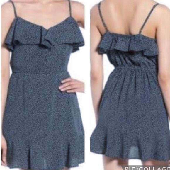 Band of Gypsies NWT Button Front Sleeveless Frilly Dot Mini Short Dress Sz Large - Picture 10 of 10